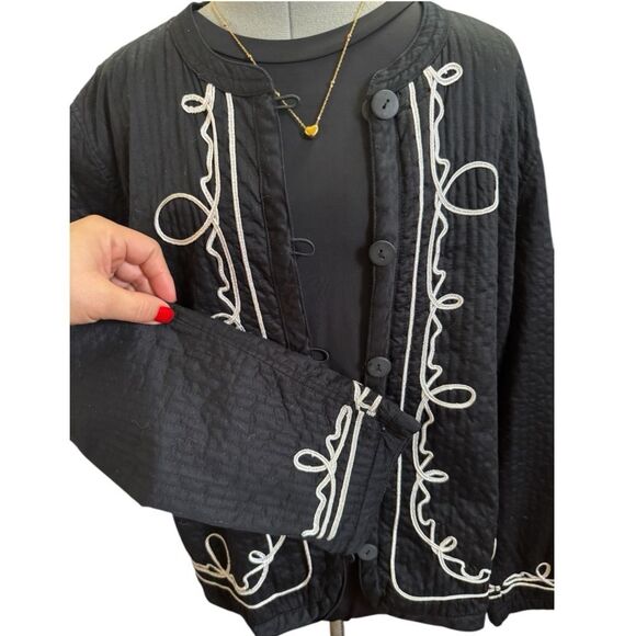Black lightweight quilted Cotton Embroidered Jacket size S - Picture 7 of 7